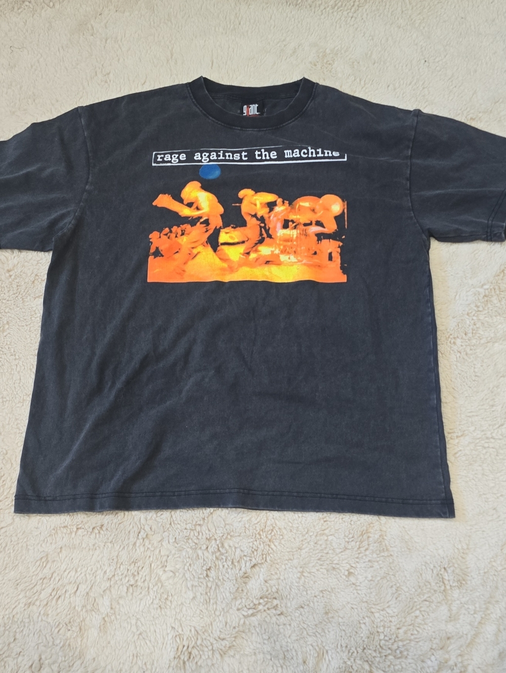 Vintage black tee with red and white logo